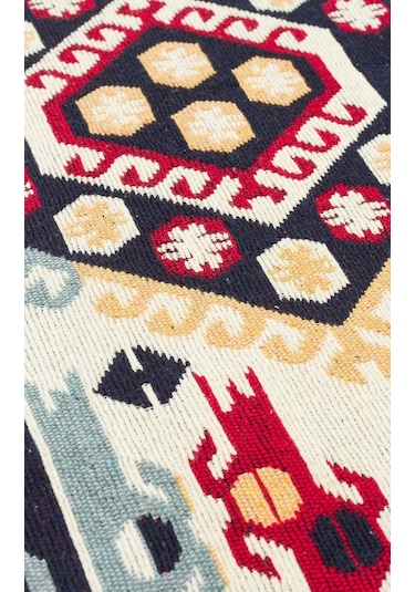 Arya Ar 30 Red %100 Geri Dönüşümlü Pamuktan Çift Taraflı Yıkanabilir Modern Dekoratif Kilim