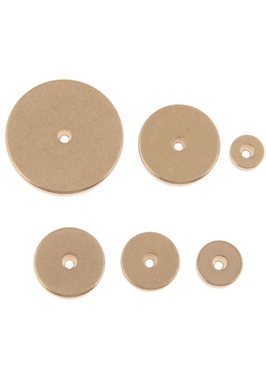 Suntek 6 Adet/takım Deri Katı Pirinç Daire Marjı Geniş-delik Altın