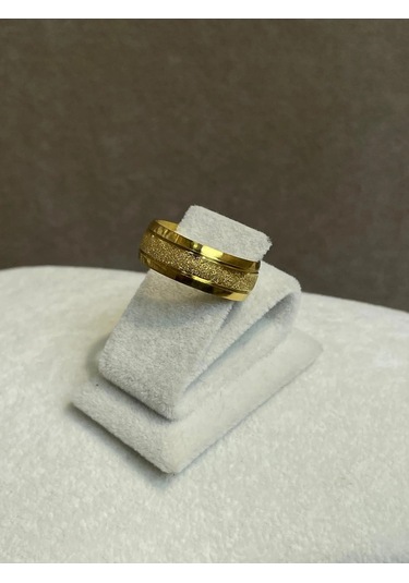 Yeni Sezon Vip Seri Paslanmaz Çelik Altın Kaplama Kumlu Alyans Yüzük Gold