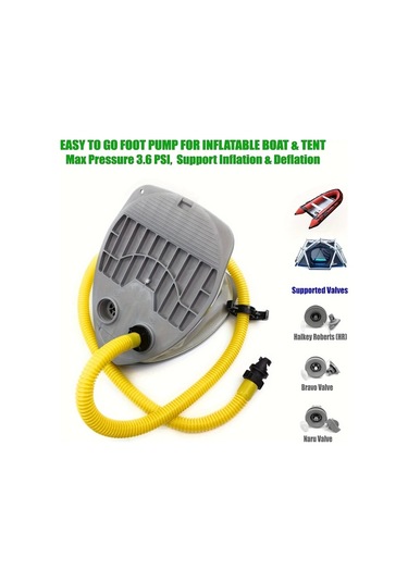 Honeybeeshop Q274.32 Cm Yüksek Basınçlı 7l 9l Ayak Pompası Şişme Tekneler İçin 3.6 Psı Dayanıklı Pvc Gri