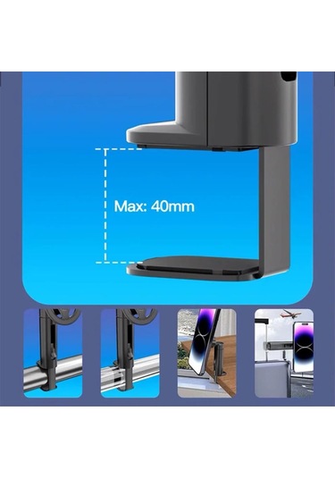 Polham Magsafe Mıknatıslı Açı Ve Yön Ayarlı Sıkıştırmalı Masaüstü Telefon Tutucu, Sehpa, Koltuk Uyumlu