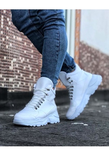 Wagoon Wg07 Beyaz Uzun Bağcıklı Bot Beyaz