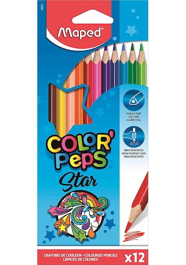 Maped Kuru Boya Karton Kutu Tam Boy Üçgen 12 Renk 183212