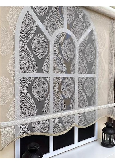 Storburada Çift Mekanizmalı Bej Tül Perde Ve Ekru Stor Perde Stb45240-v109 Bej