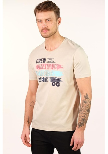 Arma Erkek Büyük Beden Bisiklet Yaka Tişört Y22374868101 Bej