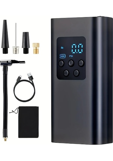 Primepickings 150psı Kablosuz Şişirme Cihazı Black Dy Lm Taşınabilir Dijital Ekranlı Usb C Şarjlı Araç Bisiklet Motor Spor Ekipmanları İçin Kompresör