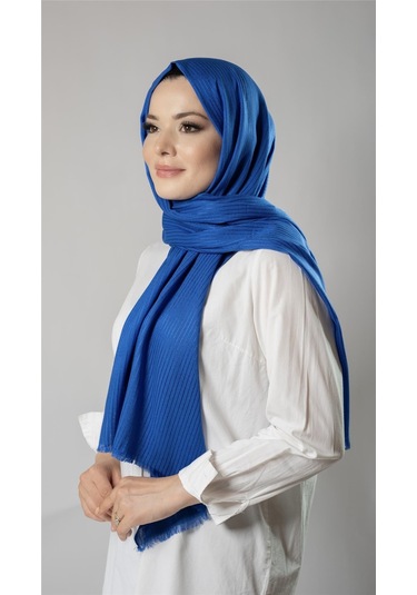 Saks Mavisi İnce Çizgili Şal Viskon Kumaş Bursa Dolama 202111 24 Saks Mavi