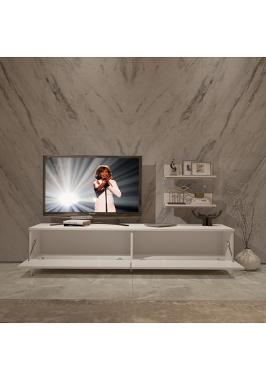 Decoraktiv Eko 4 Mdf Std Silver Tv Ünitesi Tv Sehpası Beyaz