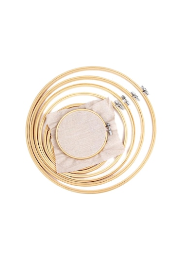 Bambu Çerçeve Nakış Kasnağı Halkası Kendin Yap Nakış Boyama Kanaviçe Kiti Yuvarlak Bambu Çerçeve Dikiş Aletleri Ev Dekorasyonu