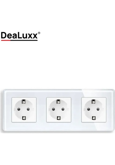 Dealuxx Cam Çerçeveli Üçlü Beyaz Priz 398340812