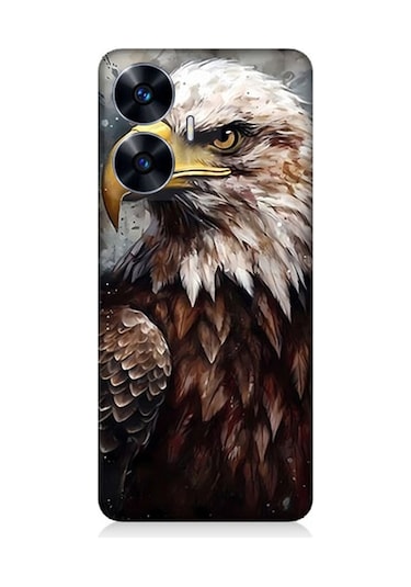 Realme C55 Uyumlu Silikon Kılıf Asil Beyaz Başlı Siyah Kartal