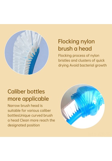 Geeroyoo Yeni Doğan Biberon Temizleme Fırçası - Nylon Yapılı, Mavi, 45x250mm, Bebek Biberon Hijyen Fırçası