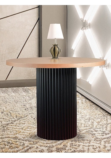 Arya Yuvarlak Ahşap Bohem Masa 110x110 Siyah - Ahşap
