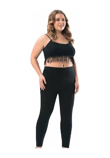 Kota Kadın Battal Boy Bayan Uzun Boy Tayt %100 Pamuklu-4000 Siyah