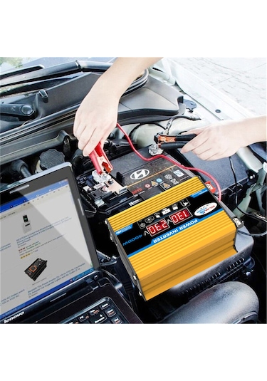 4000w Akıllı Dijital Araç İnvertörü 2 Usb Çıkış Portu Modifiye Sinüs Dalga Dönüştürücü Led Ekran İle