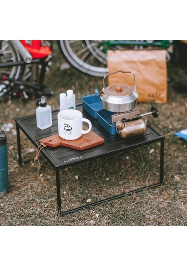 Pazly Barbekü Pikniği İçin Katlanır Kamp Masa, Alüminyum Alaşım, Taşınabilir, Hafif, S Açık Sırt Çantası Siyah