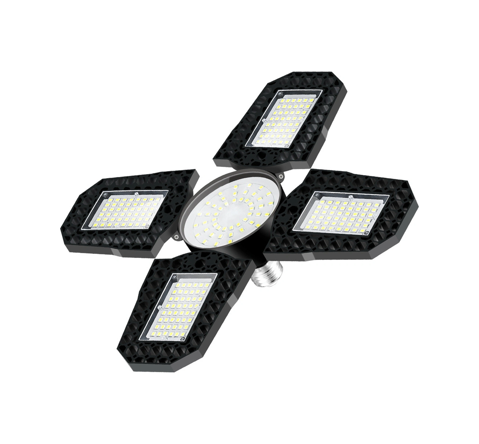 Folinda E27 100w Endüstriyel Led Lambası, Katlanabilir Dört Bladeslı, Su Geçirmez, 6000k Soğuk Beyaz, Garaj Ve Atapark Aydınlatması
