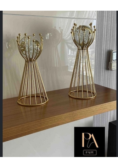 Gold G 2'li Ofis Metal Aksesuar Biblo Ev Salon Dekorasyon Obje