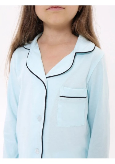 New Homestyle Kız Çocukları İçin Pantolon Ve Gömlekli Pijama Takımı 264126927 Açık Mavi
