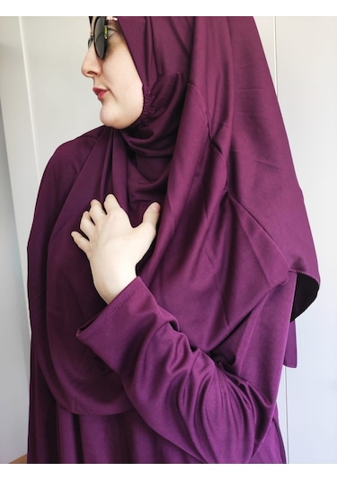 Tek Parça Namaz Elbisesi (Mürdüm) Mürdüm