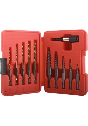 Kangvka 11 Parça Hss Kobalt Tornavida Ve Vida Çıkarıcı Seti - Kırık Vida Ve Cıvata Çıkarımı, Ahşap Ve Metal İçin, Cg1593 Kırmızı Kutuda