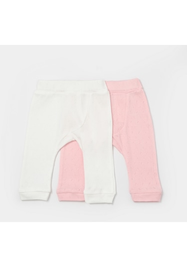 Bibaby Jakarlı 2'li Pantolon 57912 Pembe-ekru