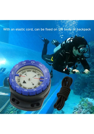 Neevoyu 50 Metre Su Altı Dalış Pusulası - Işıklı, Su Geçirmez, Esnek Kordonlu Outdoor Navigasyon Aracı Mavi