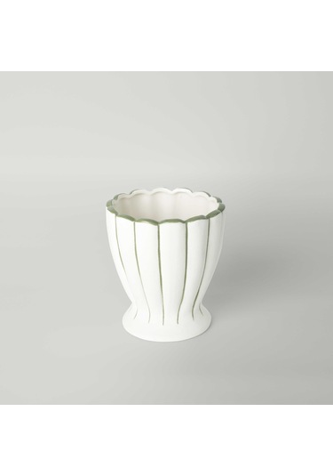 Linens Miya 14x13,5x15,5 Cm Vazo Beyaz Yeşil Çok Renkli