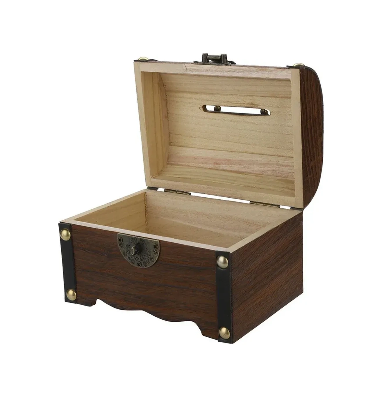 Konesam Antik Stilde El Yapımı Ahşap Kasa, Kilitli Para Kazan, 15x10x10cm, Tatil Ve Özel Günler İçin, Hızlıca Parayı Sakla Haki