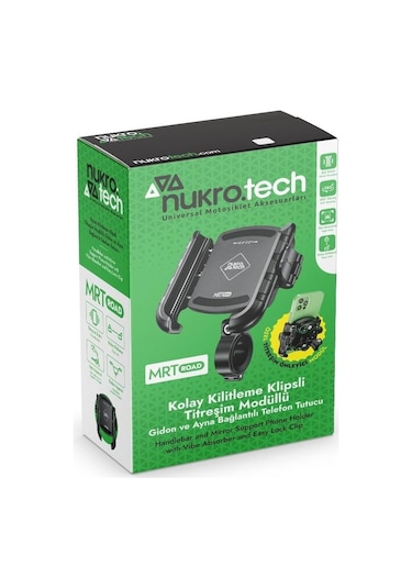 Nukrotech Mrt Road Titreşim Modüllü Telefon Tutucu Gidon Ve Ayna Aparatlı Siyah
