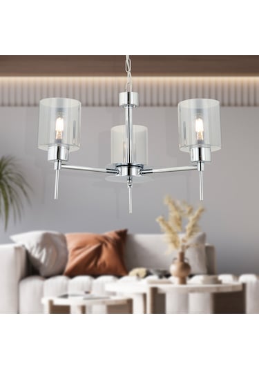 Cemre 3'Lü Krom Modern Yatak Odası Mutfak Oturma Odası Salon Sarkıt Avize