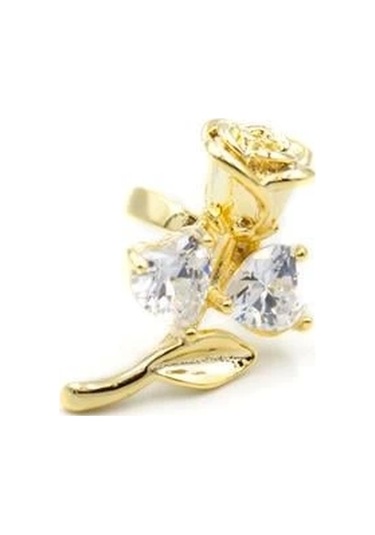 Taşlı Gül Kıkırdak Küpe - Altın Çok Renkli