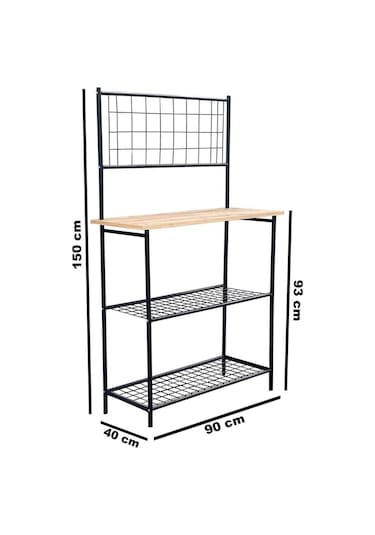 Weblonya Mutfak Bangosu Raf Bar Masası Çok Amaçlı Masa Siyah 5159