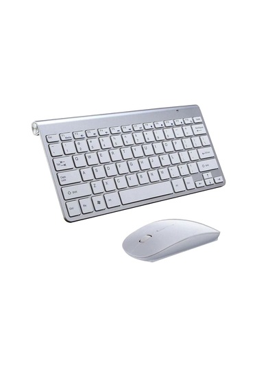 Homyl Mac Pc Dizüstü Için Mini Kablosuz Klavye Fare Gümüş