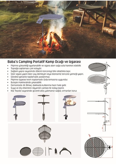 Kamp Izgarası 4300 / Çap: 43 Cm / Portatıf / Baba's Campıng