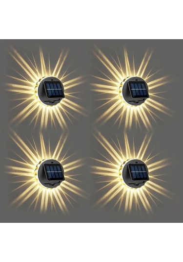 Xuweiwei 4 Adet Güneş Enerjili Sıcak Işık Açık Duvar Lambası Ip65 6led Dekoratif Aydınlatma Bahçe Veranda Sıcak Işık