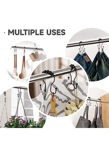 12 Adet Duş Perdesi Kancası, Duş Perdesi Halkaları Siyah Siyah