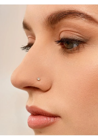 Markiz Taşlı Gümüş Burun Pirsingi 229742030 Gümüş