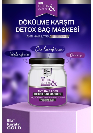 Bio Keratin Gold Biotin & Kafein Saç Dökülme Karşıtı Hızlı Uzama Etkili Saç Detoxu 210 ML