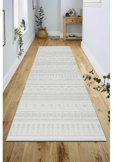 Modern Geometrik Tasarımlı Jüt Dokuma Loop Sisal Gri Renk Halı Gri