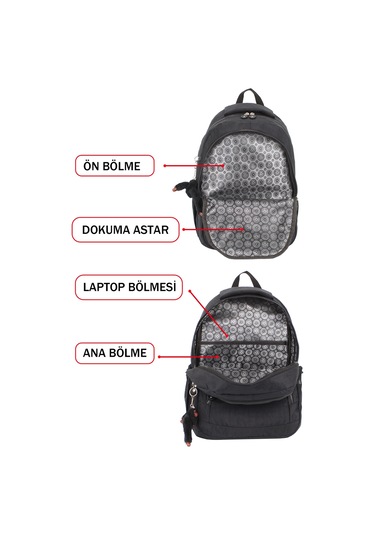 Dada Okul Sırt Çantası Mor Ortaokul Lise Geniş İç Hacim Ortopedik Su Geçirmez Kumaş Mor