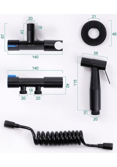 Ulzyvf Taşınabilir Bide Duşu - Paslanmaz Çelik, Basınç Ayarlı, Çok Amaçlı Siyah Siyah