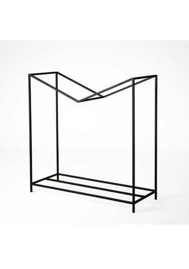 Odun Rafı Metal Tasarım Şömine Yanı İki Katlı Odunluk