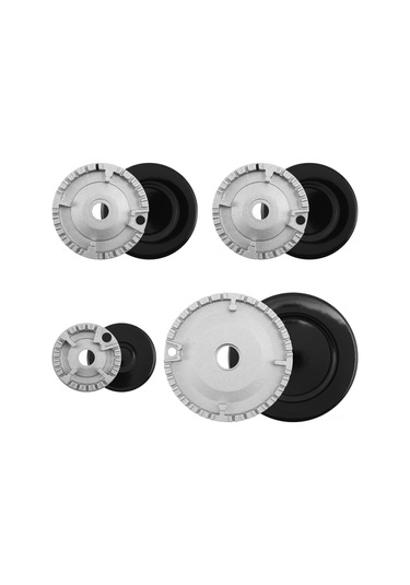 Xindoker Metal Ocak Bıçaklık Kapağı Ve Alev Bölücü Seti, 8 Parça Mutfak Aksesuarı, Çoğu Ocağa Uygun Siyah-gri