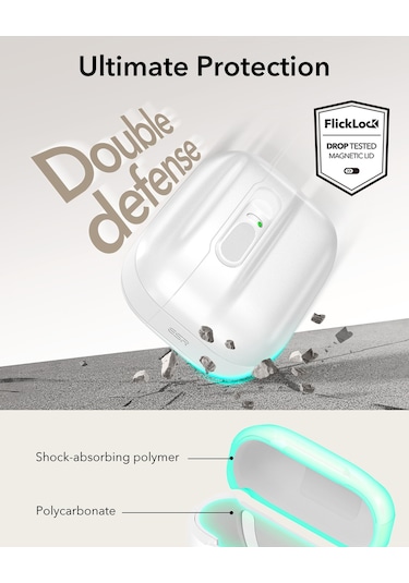 Apple AirPods Uyumlu Pro 3 2025 Pulse Flicklock Manyetik Kılıf Beyaz