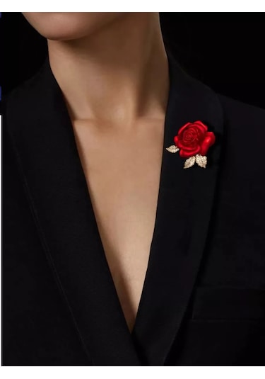 Beautiful Detail Broş Çiçek Gül 214132354 Kırmızı