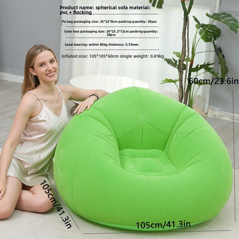 Şişme Lazım Koltuk Ayaklı Set Katlanır Peluş Pvc Salon Şezlong Seti Yeşil Küre 116 98 83cm 0.9kg Yeşil