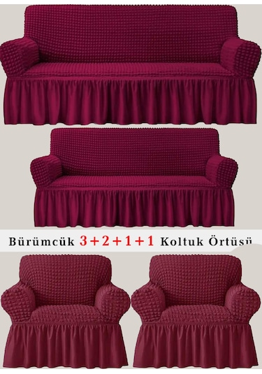 Upmall Bürümcük Koltuk , Çekyat Örtüsü, Kılıfı 3211 Kırmızı Kırmızı