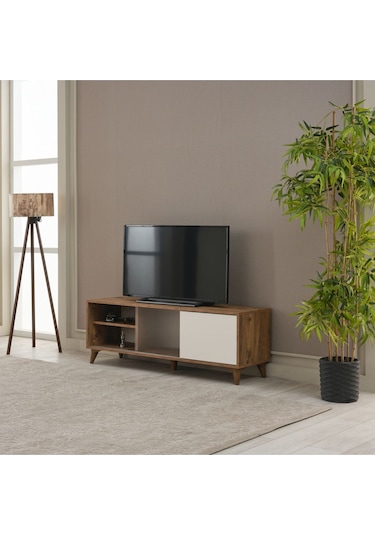 Tv Sehpası Sürgülü Kapak 140x40x35 Cm Beyaz