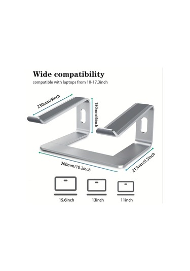 Willowhaven Gri 10-13 İnç Ayarlanabilir Alüminyum Laptop Standı Soğutucu Ped Ergonomik Masaüstü Dizüstü Bilgisayar Sehpası